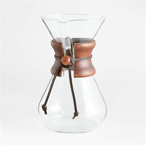 Chemex 8 Cup Glass Pour Over Coffee Maker With Dark Wood Collar