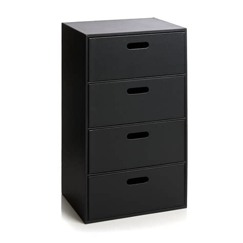 Wilko Black 4 Drawer Faux Leather Storage Tower Wilko