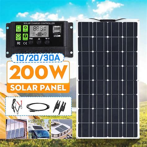 Painel solar flexível monocristalino de 200w célula solar controle