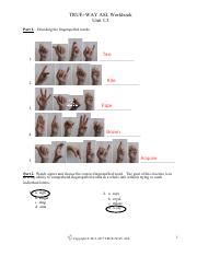 ASL 1 3 Docx TRUE WAY ASL Workbook Unit 1 3 Part 4 Watch The Signer