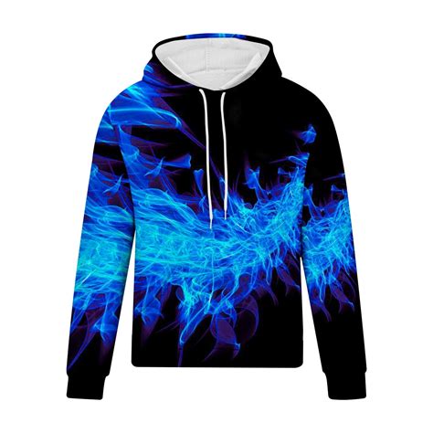 Amtdh Mens Trendy Sweatshirts Clearance 3d Flame Printing Soft Graphic