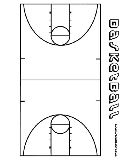 Printable Blank Basketball Court