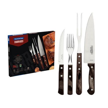 Kit Para Asado Tramontina De Acero Inoxidable Con Mango Casta O