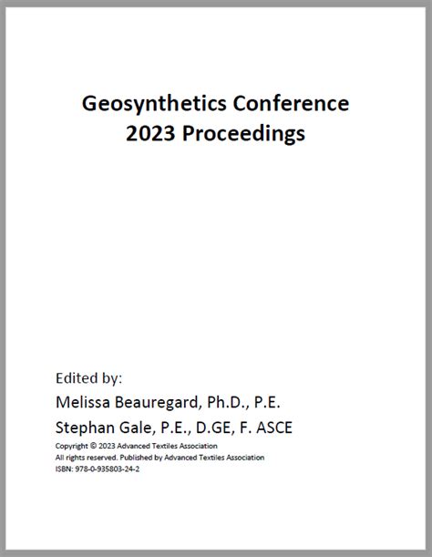 Geosynthetics Conference 2023 Proceedings & Workshop Handouts - Geosynthetics Conference