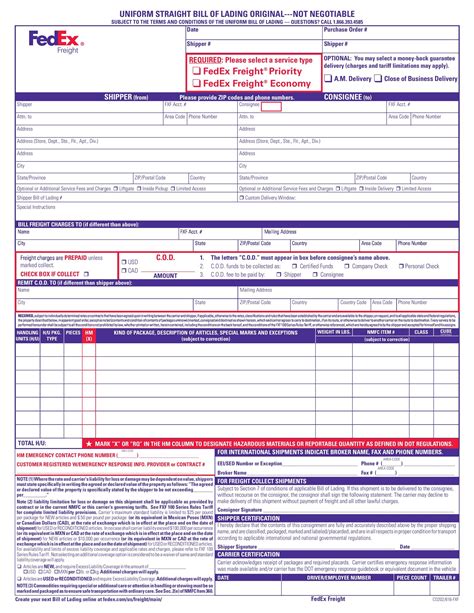 40 Free Bill Of Lading Forms And Templates Template Lab