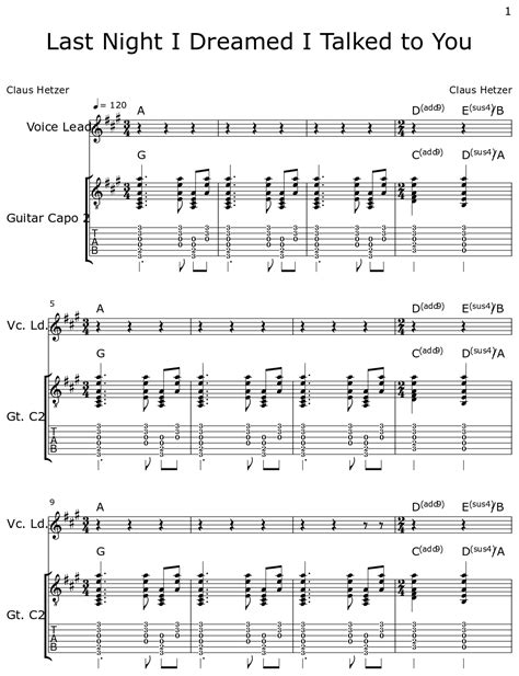 Last Night I Dreamed I Talked To You Sheet Music For Voice Lead