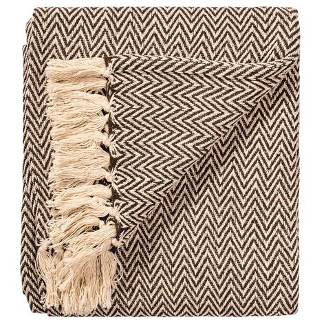 Chevron Cotton Handloom Throw Chocolate Natural Collection Select