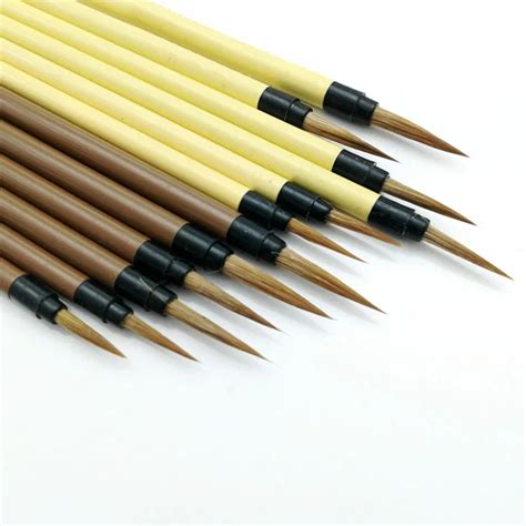 Pcs Set Brown Hook Line Fine Paint Brush Chinese Calligraphy Brush Pen