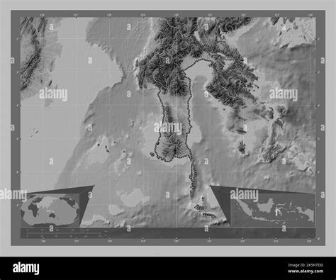 Sulawesi Selatan Province Of Indonesia Grayscale Elevation Map With