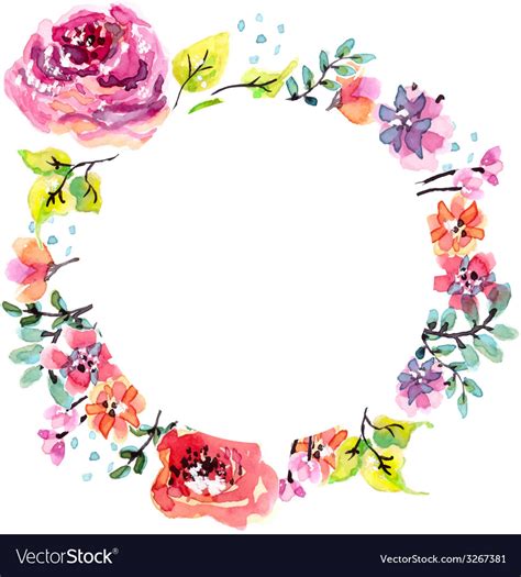 Watercolor Floral Frame Royalty Free Vector Image