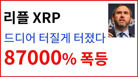 리플 Xrp 드디어 터질게 터졌습니다 87000 대폭등 리플 리플코인 리플소송 리플전망 Xrp