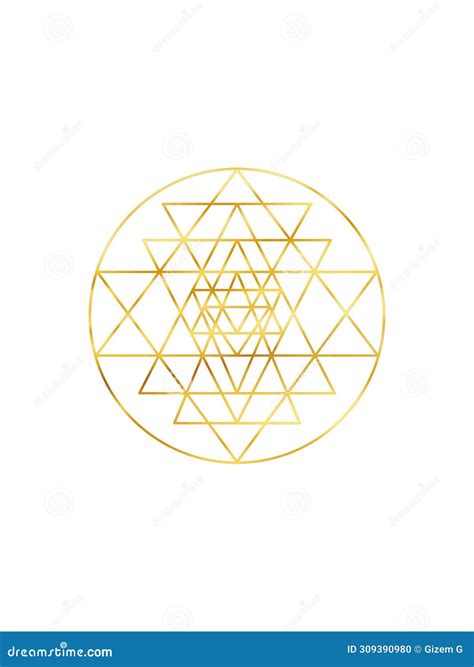 Sri Yantra Gold Sacred Geometry Symbol Of Hindu Tantra Formed By Nine