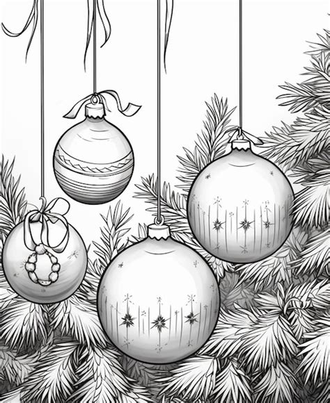 Premium Photo | A drawing of three ornaments hanging from a christmas ...