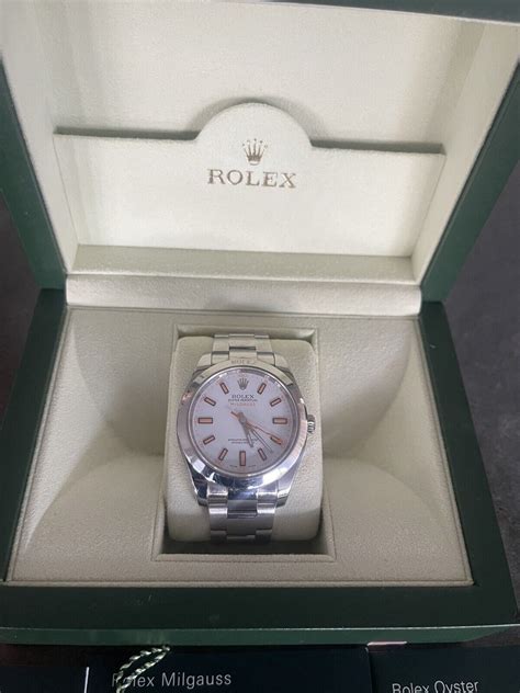 Rolex Milgaus Mm White Orange Dial Box Booklets Ebay