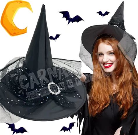 Sombrero Bruja Negro Tul Accesorio Disfraz Halloween Mercadolibre