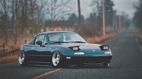 Blue Coupe Mazda Mx 5 Miata Stance Hd Wallpaper Wallpaper Flare