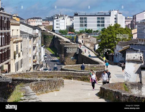 The Roman walls, Lugo, Lugo Province, Galicia, Spain. The Roman walls ...