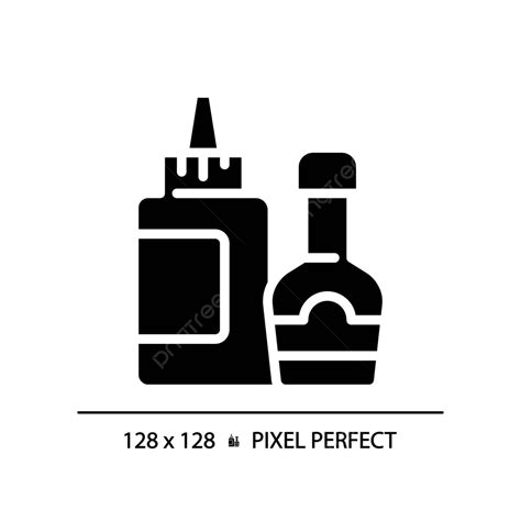 Sauce Pixel Perfect Black Glyph Icon Item Silhouette Mustard Vector