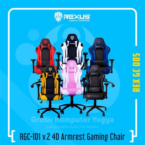 Jual Rexus RGC 101 V 2 4D Armrest Simple Stylish Model Gaming Chair