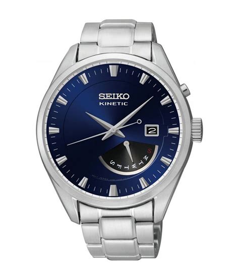 Seiko SRN047P1 Kinetic Navy Blue Dial Analog Chronograph Watch For Men