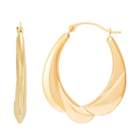 Brilliance Fine Jewelry 10k Yellow Gold Hollow Large Swirl Hoop Earrings