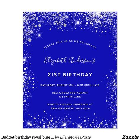 Budget Birthday Royal Blue Silver Invitation Flyer Zazzle Budget