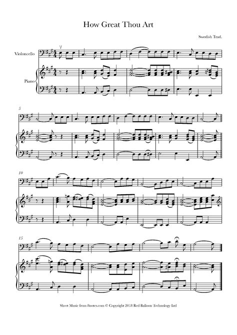 How Great Thou Art Sheet Music For Cello Notes