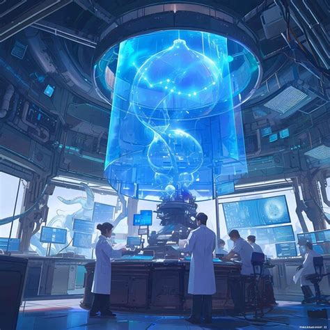 Premium Photo Futuristic Laboratory With Scientists Engaging In