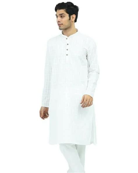 Buy Bluesaanchi Men White Cotton Check Kurta Set Online At Best Prices In India Jiomart