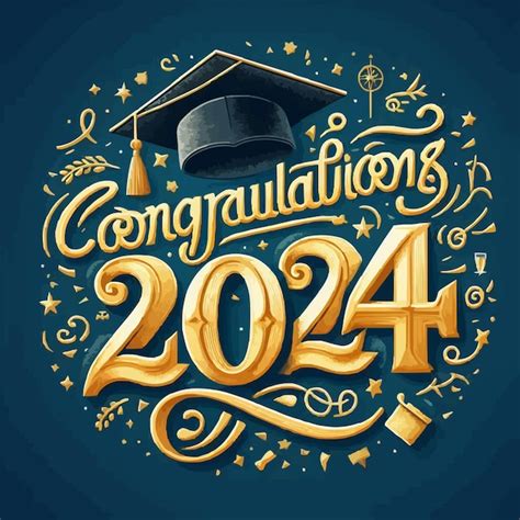 Congratulation Graduate Calligraphy Illustration Text Vector Academic