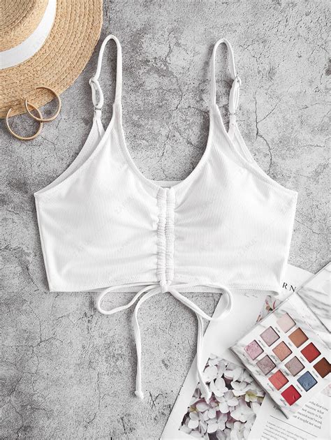 Damen Bikinis Bikini Oberteile ZAFUL Kreuzer Und Querer Strukturierter Bikinioberteil Mit