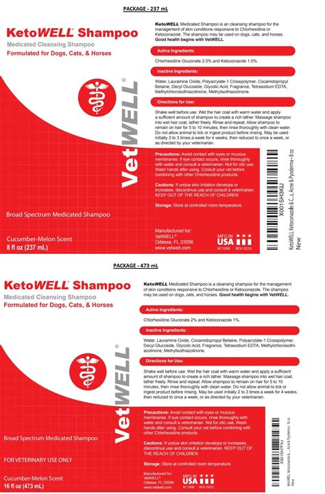 KETOWELL Chlorhexidine Gluconate Ketoconazole Shampoo