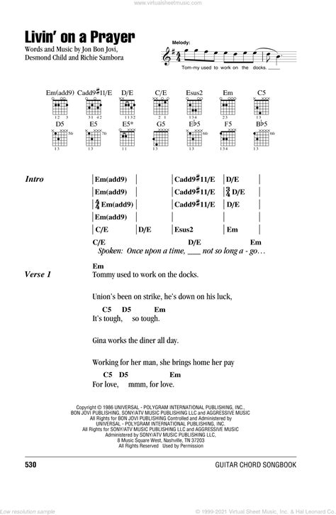 Jovi Livin On A Prayer Sheet Music For Guitar Chords [pdf]