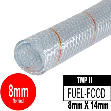 Hose Pvc Clearbraided 8mm Fuel And Food Id 8mm X Od 14mm 5 60 Deg C