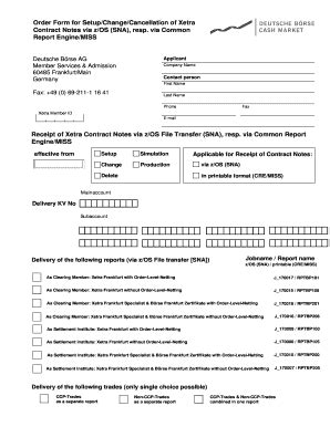 Fillable Online Order Form For Setup Change Cancellation Of