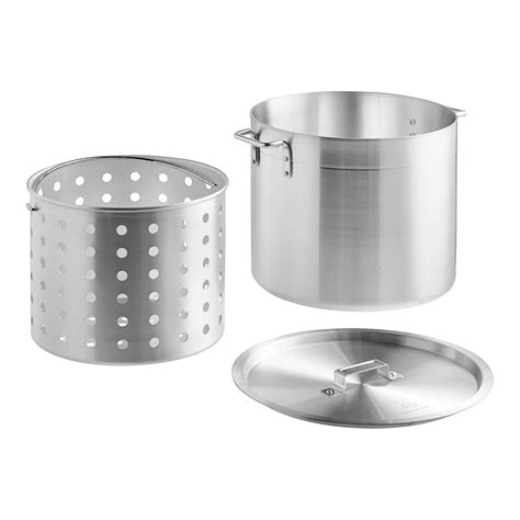 Choice Qt Standard Weight Aluminum Stock Pot With Steamer Basket