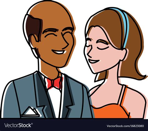 Portrait Wedding Couple Happy Bride And Groom Vector Image