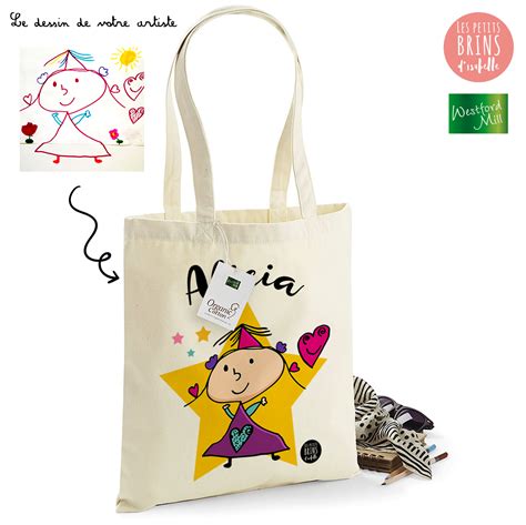 Tote Bag Personnalis Avec Le Dessin De Votre Enfant Imprim