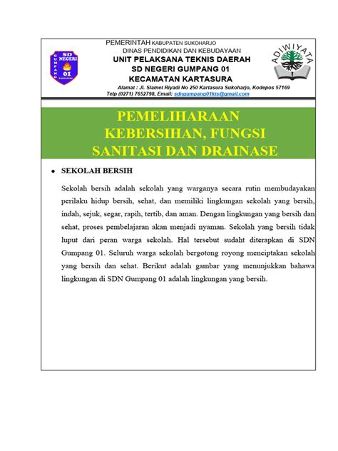 2 1 A 3 Terpeliharanya Kebersihan Fungsi Sanitasi Dan Drainase Sekolah Pdf