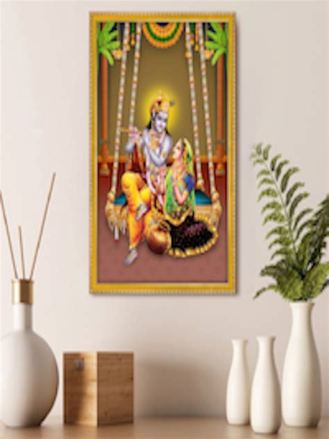 Buy 999Store Yellow Green Lord Radha Krishna Painting With Photo