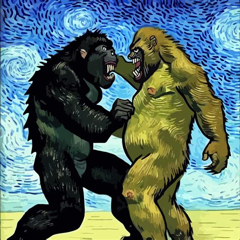 Two Friendly Fighting Wild Gorillas 17398807 Vector Art at Vecteezy