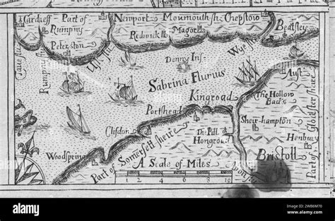 1673 map of the Severn Estuary Stock Photo - Alamy