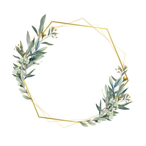Gold Geometric Floral greenery leaves Frames 24554079 PNG