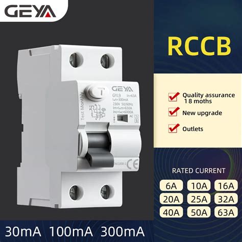 Geya Rcd Rccb Rcbo Gyl9 Type A 2p 63a 30ma Elcb Ac Residual Current