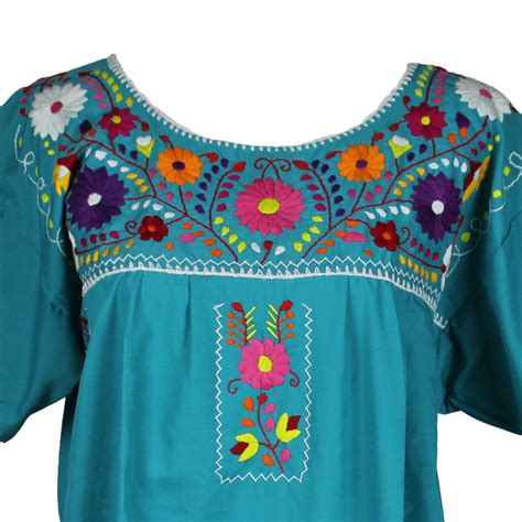 Any Color Peasant Vintage Tunic Embroidered Mexican Dress Xs S M L Xl