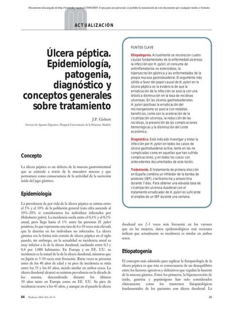 Úlcera péptica Epidemiología patogenia diagnóstico Rocha veiga uDocz