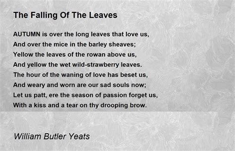 The Falling Of The Leaves - The Falling Of The Leaves Poem by William ...