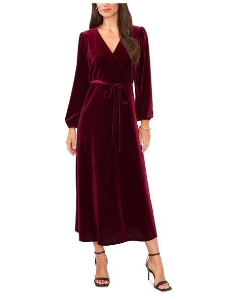 Msk Long Sleeve Stretch Velvet Dress In Red Lyst