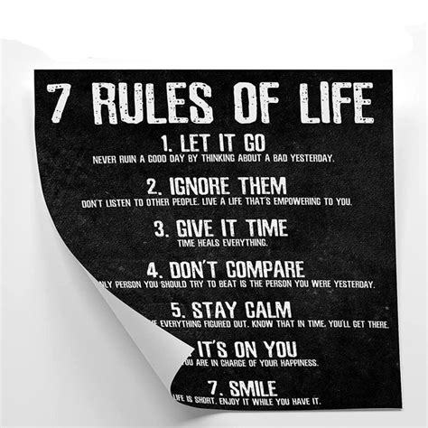 7 Rules of Life Motivational Poster — Original Wall Arts