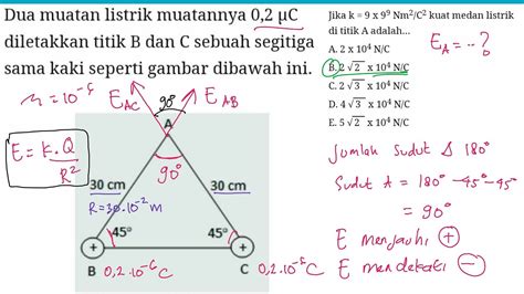 Menghitung Kuat Medan Listrik Di Titik A Pada Segitiga Sama Kaki Youtube